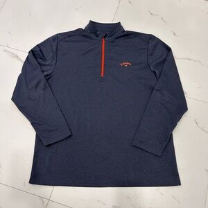 Callaway 1/4 Zip Sweatshirt Mens XL Blue Quarter Zip Pullover Orange Logo Golf